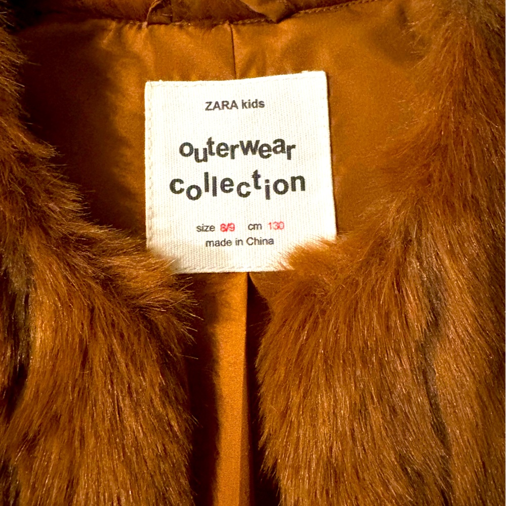 Zara Brown Teddy Jacket Luxurious Faux Fur kids size 8-9